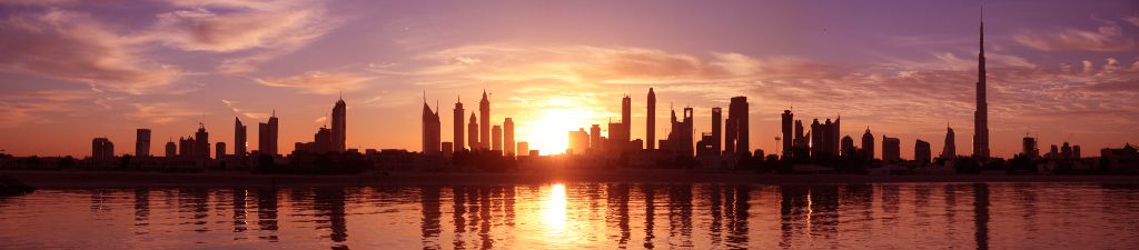 Beautiful Dubai skyline at sunset